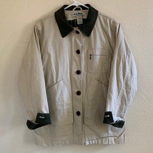 Vintage LL Bean Corduroy Trim Canvas Chore Coat Plaid Flannel Lined Barn Duck